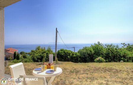 Ferienhaus Nr.63184 Luri - Corse - Gite &agrave; Luri, Grand-Bastia, Haute-Corse, labellis&eacute; Gites de France : la terrasse couverte avec vue mer